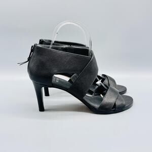 Stuart Weitzman Shoes Womens 6.5 Black Leather Ankle Strappy Zip High Heels